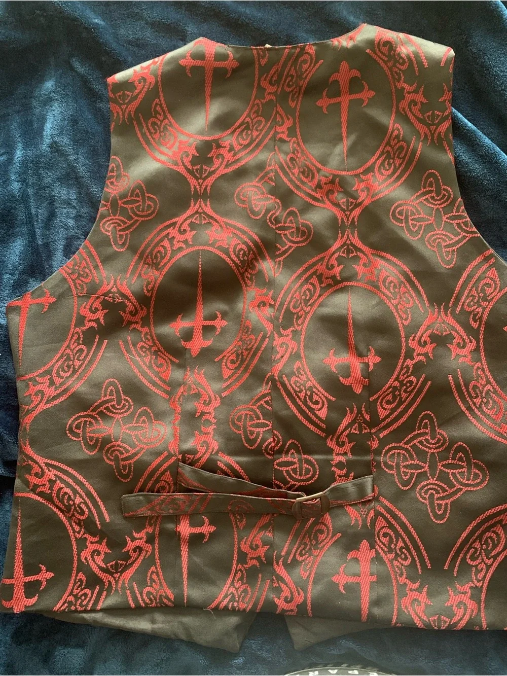 Men’s Goth Black & Red Patterned Vest